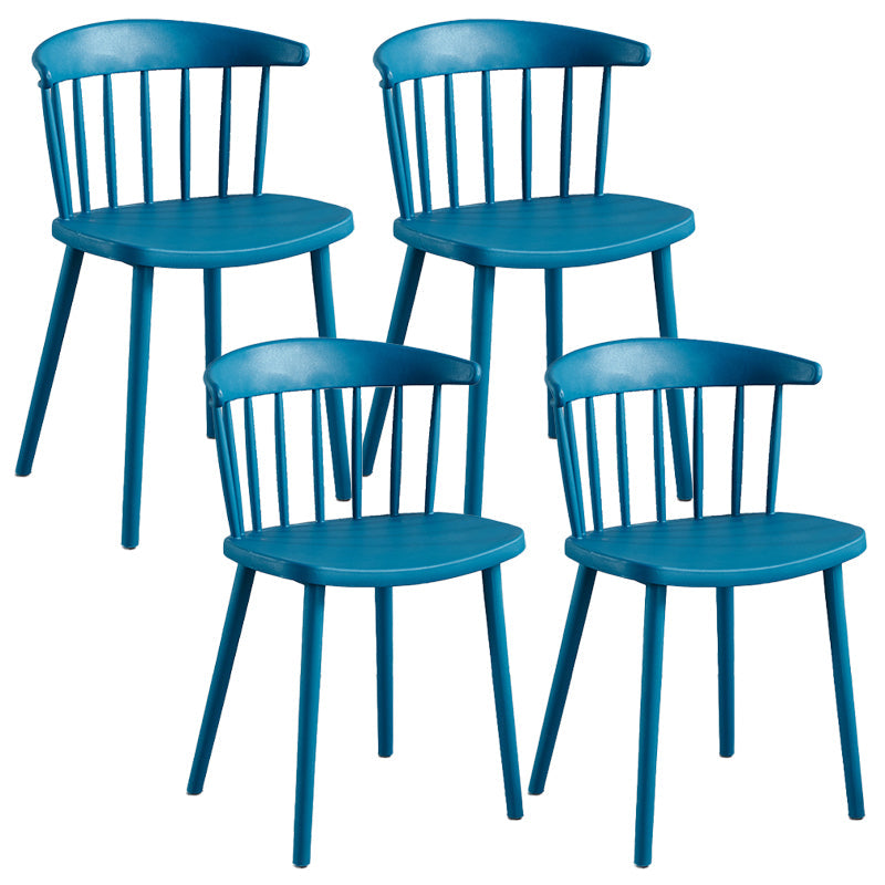 Plastic Scandinavian Armless Chair Windsor Back Indoor-Outdoor Chair Lake Blue 4 Piece Set Clearhalo 'Dining Chairs' 'Dining Tables & Seating' 'dining_chair' 'furn' 'furn_dining_chair' 'Furniture' 'furniture_dining_chair' 'Kitchen & Dining Furniture' 5044073