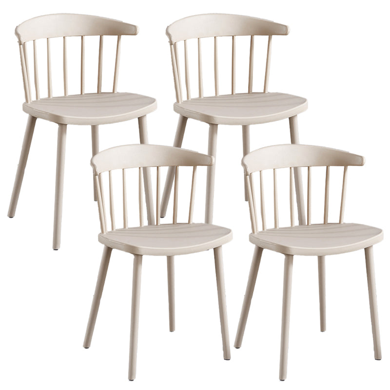 Plastic Scandinavian Armless Chair Windsor Back Indoor-Outdoor Chair Light Coffee 4 Piece Set Clearhalo 'Dining Chairs' 'Dining Tables & Seating' 'dining_chair' 'furn' 'furn_dining_chair' 'Furniture' 'furniture_dining_chair' 'Kitchen & Dining Furniture' 5044075