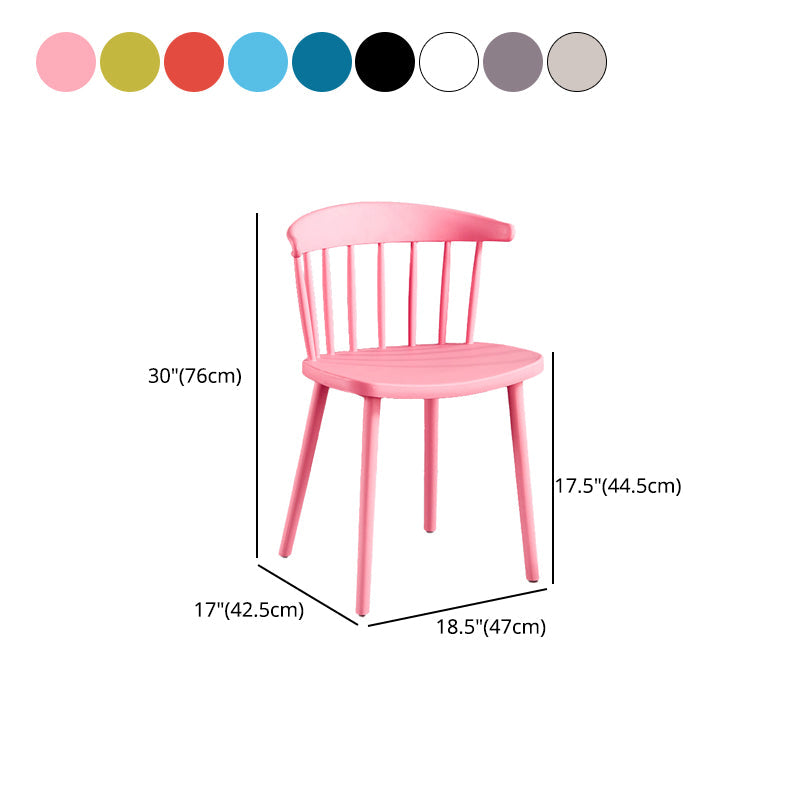 Plastic Scandinavian Armless Chair Windsor Back Indoor-Outdoor Chair Clearhalo 'Dining Chairs' 'Dining Tables & Seating' 'dining_chair' 'furn' 'furn_dining_chair' 'Furniture' 'furniture_dining_chair' 'Kitchen & Dining Furniture' 5044076