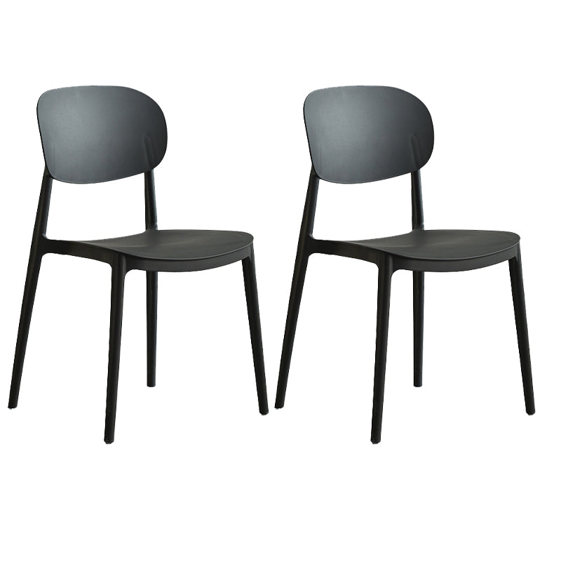Plastic Scandinavian Armless Chair Open Back Indoor-Outdoor Chair Black 2 Piece Set Clearhalo 'Dining Chairs' 'Dining Tables & Seating' 'dining_chair' 'furn' 'furn_dining_chair' 'Furniture' 'furniture_dining_chair' 'Kitchen & Dining Furniture' 5044080