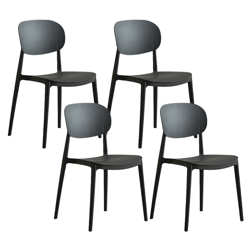 Plastic Scandinavian Armless Chair Open Back Indoor-Outdoor Chair Black 4 Piece Set Clearhalo 'Dining Chairs' 'Dining Tables & Seating' 'dining_chair' 'furn' 'furn_dining_chair' 'Furniture' 'furniture_dining_chair' 'Kitchen & Dining Furniture' 5044081