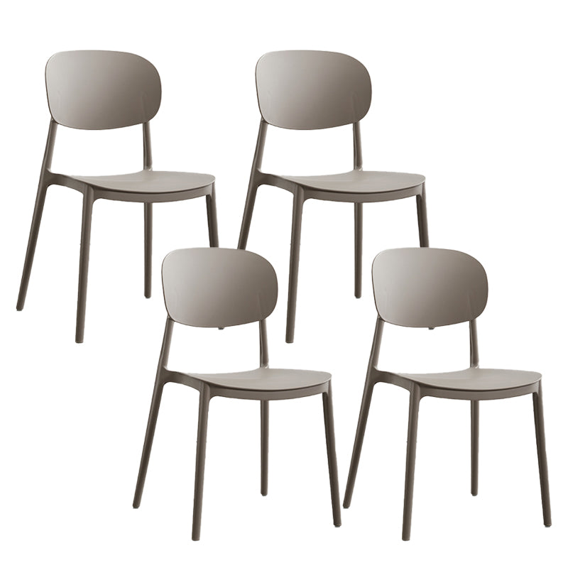 Plastic Scandinavian Armless Chair Open Back Indoor-Outdoor Chair Grey 4 Piece Set Clearhalo 'Dining Chairs' 'Dining Tables & Seating' 'dining_chair' 'furn' 'furn_dining_chair' 'Furniture' 'furniture_dining_chair' 'Kitchen & Dining Furniture' 5044087