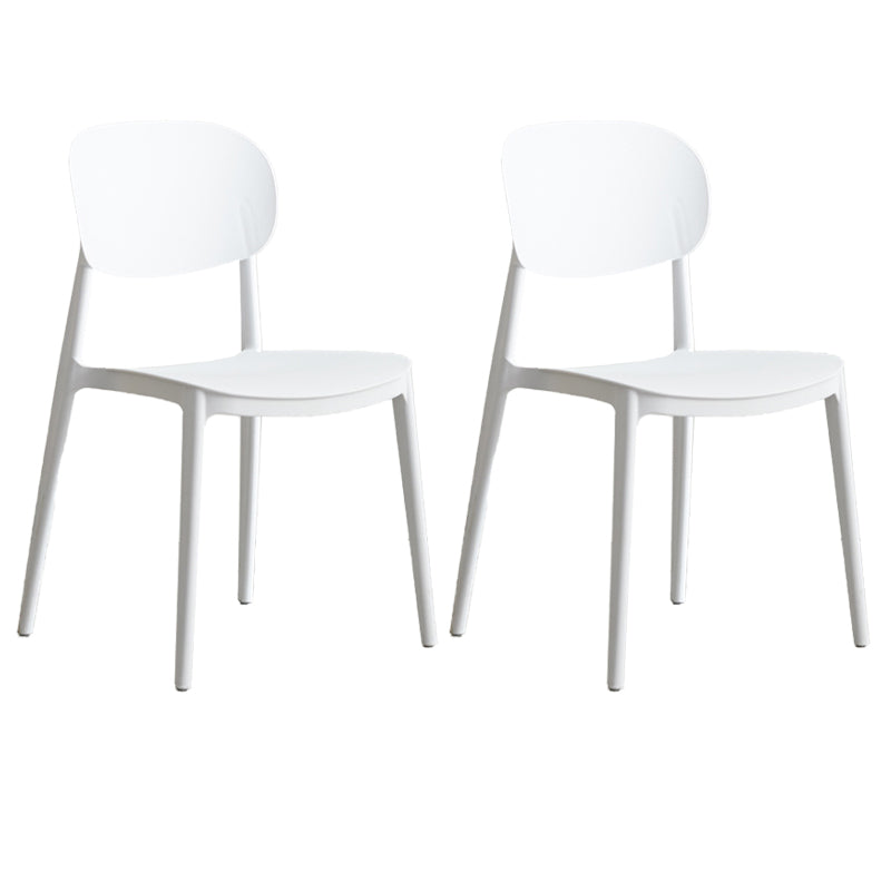 Plastic Scandinavian Armless Chair Open Back Indoor-Outdoor Chair White 2 Piece Set Clearhalo 'Dining Chairs' 'Dining Tables & Seating' 'dining_chair' 'furn' 'furn_dining_chair' 'Furniture' 'furniture_dining_chair' 'Kitchen & Dining Furniture' 5044097