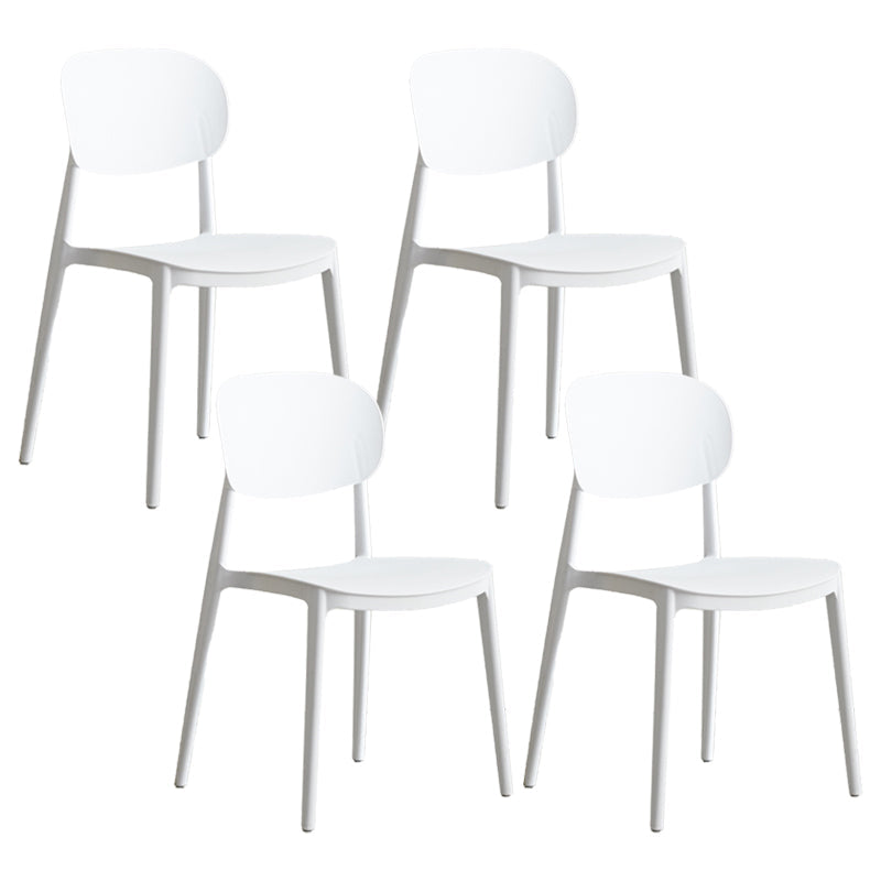 Plastic Scandinavian Armless Chair Open Back Indoor-Outdoor Chair White 4 Piece Set Clearhalo 'Dining Chairs' 'Dining Tables & Seating' 'dining_chair' 'furn' 'furn_dining_chair' 'Furniture' 'furniture_dining_chair' 'Kitchen & Dining Furniture' 5044099
