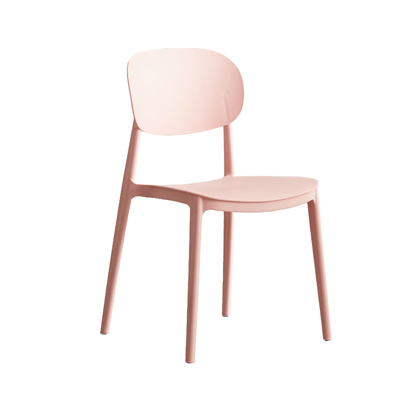 Plastic Scandinavian Armless Chair Open Back Indoor-Outdoor Chair Pink 1 Piece Clearhalo 'Dining Chairs' 'Dining Tables & Seating' 'dining_chair' 'furn' 'furn_dining_chair' 'Furniture' 'furniture_dining_chair' 'Kitchen & Dining Furniture' 5044102