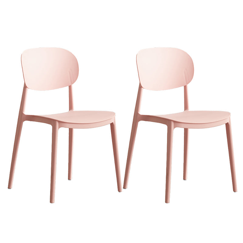 Plastic Scandinavian Armless Chair Open Back Indoor-Outdoor Chair Pink 2 Piece Set Clearhalo 'Dining Chairs' 'Dining Tables & Seating' 'dining_chair' 'furn' 'furn_dining_chair' 'Furniture' 'furniture_dining_chair' 'Kitchen & Dining Furniture' 5044103