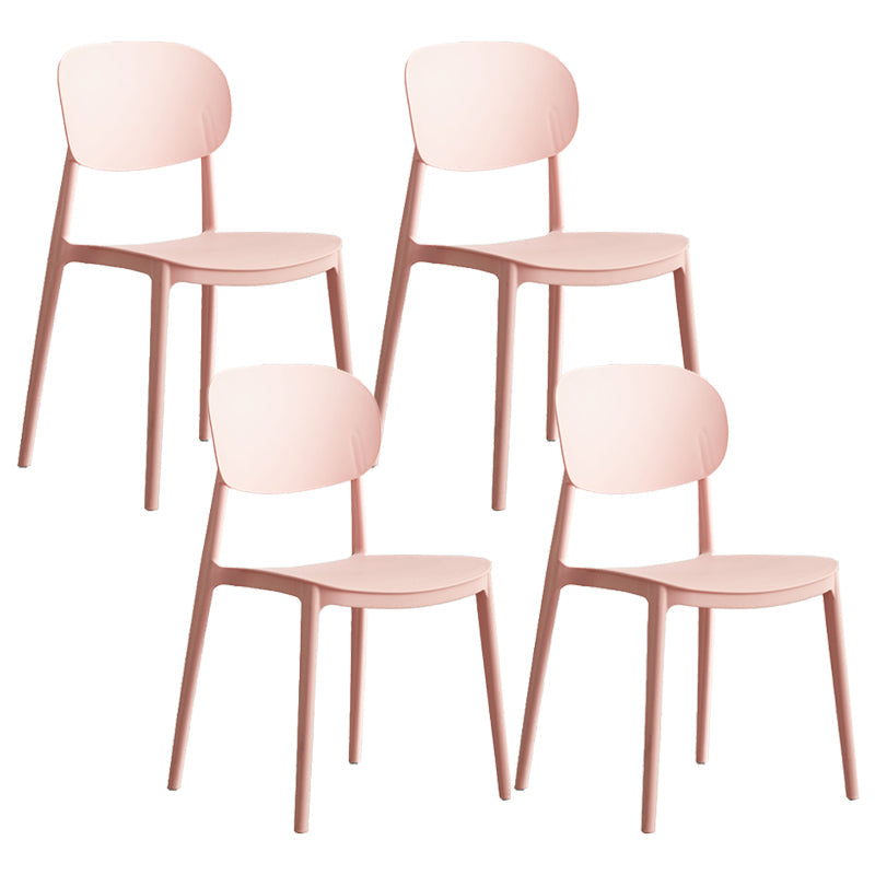 Plastic Scandinavian Armless Chair Open Back Indoor-Outdoor Chair Pink 4 Piece Set Clearhalo 'Dining Chairs' 'Dining Tables & Seating' 'dining_chair' 'furn' 'furn_dining_chair' 'Furniture' 'furniture_dining_chair' 'Kitchen & Dining Furniture' 5044105