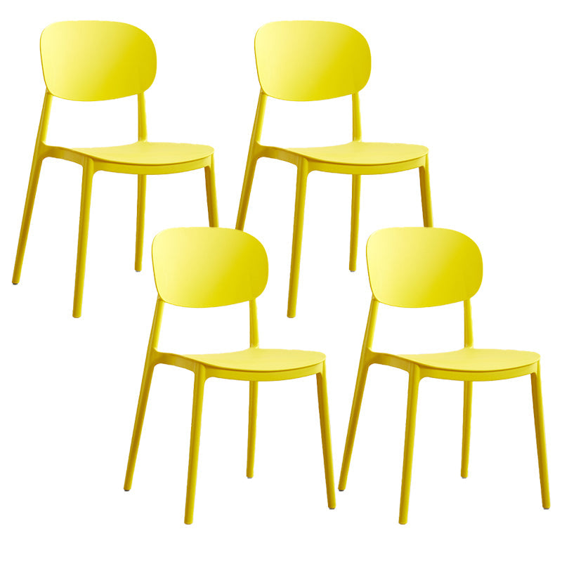 Plastic Scandinavian Armless Chair Open Back Indoor-Outdoor Chair Yellow 4 Piece Set Clearhalo 'Dining Chairs' 'Dining Tables & Seating' 'dining_chair' 'furn' 'furn_dining_chair' 'Furniture' 'furniture_dining_chair' 'Kitchen & Dining Furniture' 5044109