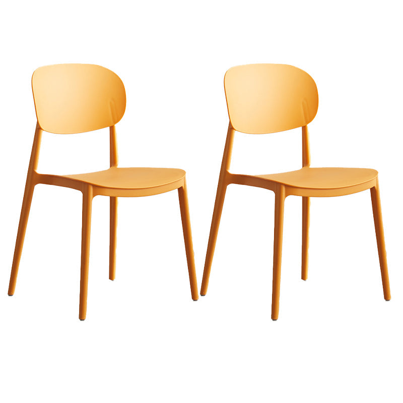 Plastic Scandinavian Armless Chair Open Back Indoor-Outdoor Chair Orange 2 Piece Set Clearhalo 'Dining Chairs' 'Dining Tables & Seating' 'dining_chair' 'furn' 'furn_dining_chair' 'Furniture' 'furniture_dining_chair' 'Kitchen & Dining Furniture' 5044111