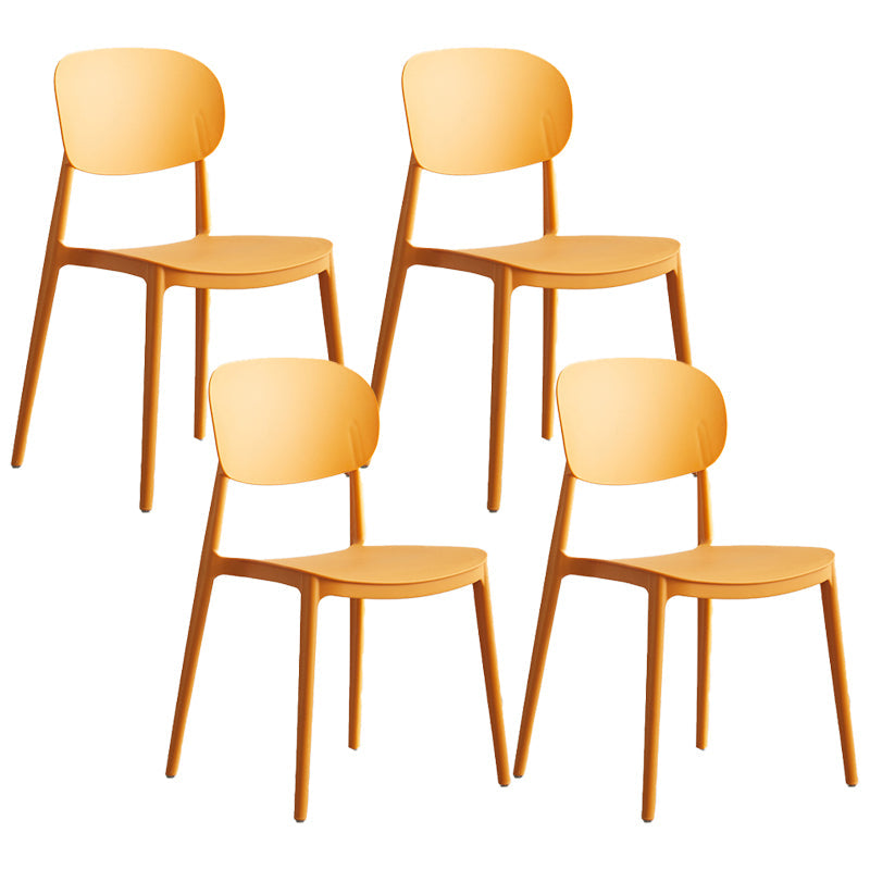 Plastic Scandinavian Armless Chair Open Back Indoor-Outdoor Chair Orange 4 Piece Set Clearhalo 'Dining Chairs' 'Dining Tables & Seating' 'dining_chair' 'furn' 'furn_dining_chair' 'Furniture' 'furniture_dining_chair' 'Kitchen & Dining Furniture' 5044112