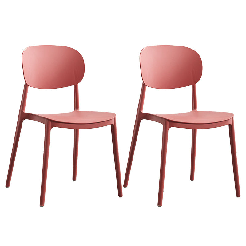 Plastic Scandinavian Armless Chair Open Back Indoor-Outdoor Chair Burgundy 2 Piece Set Clearhalo 'Dining Chairs' 'Dining Tables & Seating' 'dining_chair' 'furn' 'furn_dining_chair' 'Furniture' 'furniture_dining_chair' 'Kitchen & Dining Furniture' 5044117