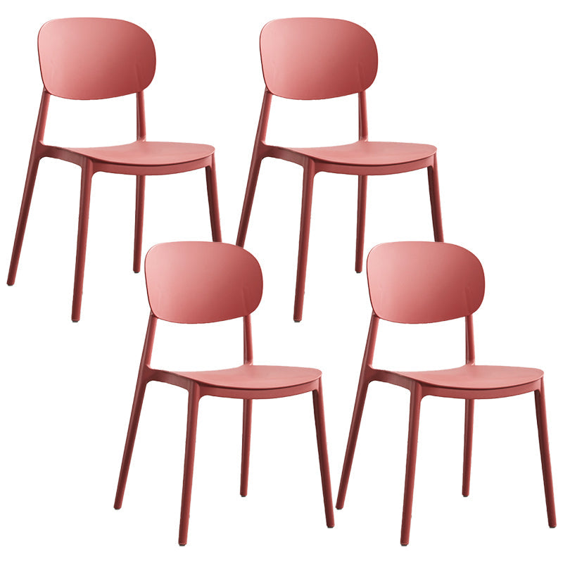 Plastic Scandinavian Armless Chair Open Back Indoor-Outdoor Chair Burgundy 4 Piece Set Clearhalo 'Dining Chairs' 'Dining Tables & Seating' 'dining_chair' 'furn' 'furn_dining_chair' 'Furniture' 'furniture_dining_chair' 'Kitchen & Dining Furniture' 5044118
