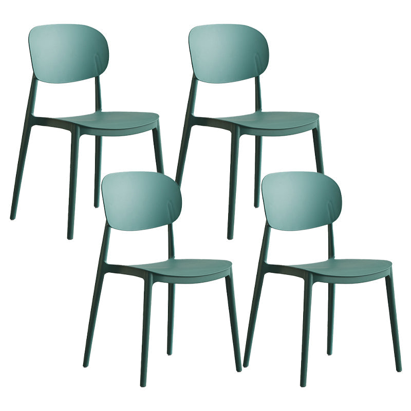 Plastic Scandinavian Armless Chair Open Back Indoor-Outdoor Chair Army Green 4 Piece Set Clearhalo 'Dining Chairs' 'Dining Tables & Seating' 'dining_chair' 'furn' 'furn_dining_chair' 'Furniture' 'furniture_dining_chair' 'Kitchen & Dining Furniture' 5044121