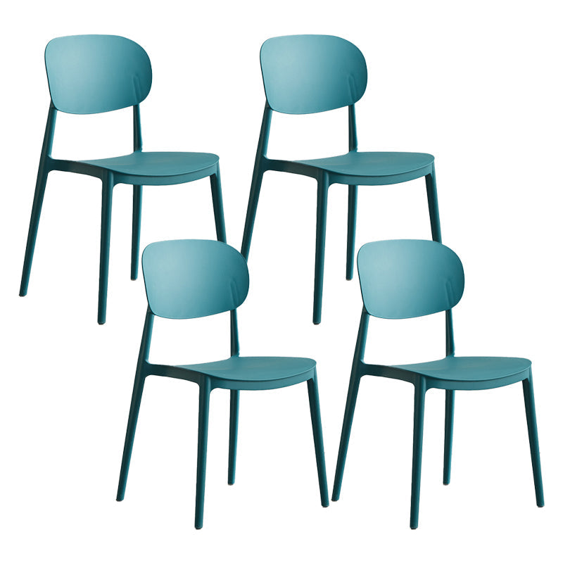 Plastic Scandinavian Armless Chair Open Back Indoor-Outdoor Chair Peacock Blue 4 Piece Set Clearhalo 'Dining Chairs' 'Dining Tables & Seating' 'dining_chair' 'furn' 'furn_dining_chair' 'Furniture' 'furniture_dining_chair' 'Kitchen & Dining Furniture' 5044124
