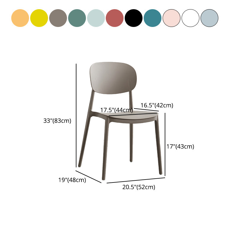 Plastic Scandinavian Armless Chair Open Back Indoor-Outdoor Chair Clearhalo 'Dining Chairs' 'Dining Tables & Seating' 'dining_chair' 'furn' 'furn_dining_chair' 'Furniture' 'furniture_dining_chair' 'Kitchen & Dining Furniture' 5044125