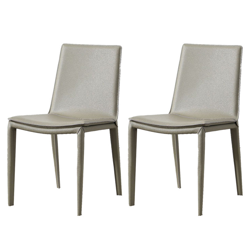 Modern Style Side Chair Faux Leather Solid Back Dining Chair for Home Grey 2 Piece Set Clearhalo 'Dining Chairs' 'Dining Tables & Seating' 'dining_chair' 'furn' 'furn_dining_chair' 'Furniture' 'furniture_dining_chair' 'Kitchen & Dining Furniture' 5044127