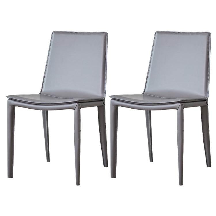 Modern Style Side Chair Faux Leather Solid Back Dining Chair for Home Dark Gray 2 Piece Set Clearhalo 'Dining Chairs' 'Dining Tables & Seating' 'dining_chair' 'furn' 'furn_dining_chair' 'Furniture' 'furniture_dining_chair' 'Kitchen & Dining Furniture' 5044128