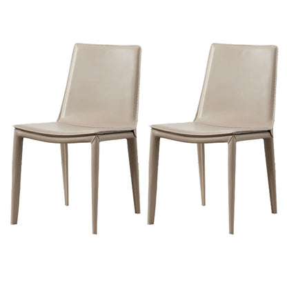 Modern Style Side Chair Faux Leather Solid Back Dining Chair for Home Light Khaki 2 Piece Set Clearhalo 'Dining Chairs' 'Dining Tables & Seating' 'dining_chair' 'furn' 'furn_dining_chair' 'Furniture' 'furniture_dining_chair' 'Kitchen & Dining Furniture' 5044132