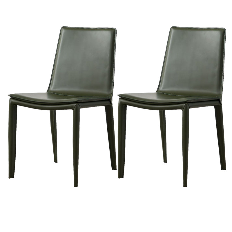 Modern Style Side Chair Faux Leather Solid Back Dining Chair for Home Blackish Green 2 Piece Set Clearhalo 'Dining Chairs' 'Dining Tables & Seating' 'dining_chair' 'furn' 'furn_dining_chair' 'Furniture' 'furniture_dining_chair' 'Kitchen & Dining Furniture' 5044135