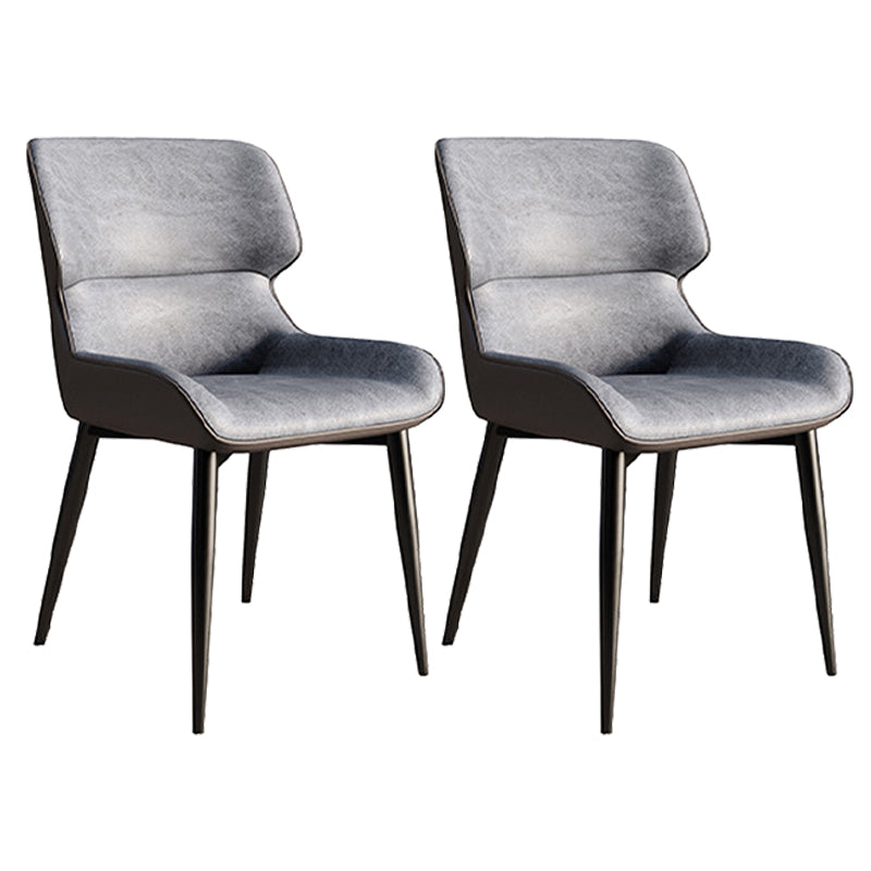 Faux Leather Modern Armless Chair Matte Finish Wingback Dining Chair Dark Gray 2 Piece Set Clearhalo 'Dining Chairs' 'Dining Tables & Seating' 'dining_chair' 'furn' 'furn_dining_chair' 'Furniture' 'furniture_dining_chair' 'Kitchen & Dining Furniture' 5044149