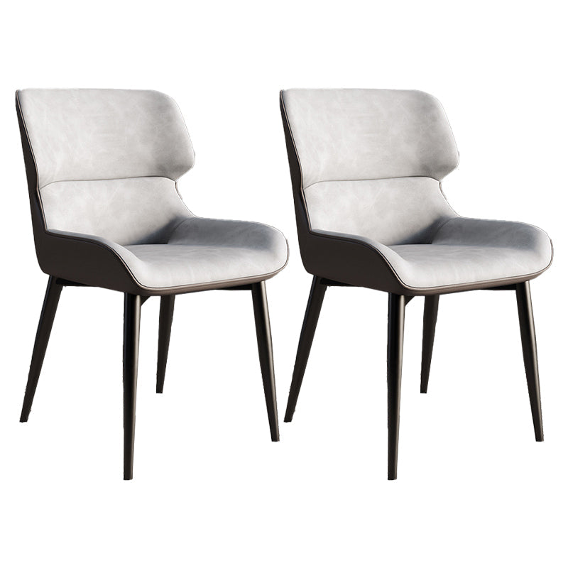 Faux Leather Modern Armless Chair Matte Finish Wingback Dining Chair Light Gray 2 Piece Set Clearhalo 'Dining Chairs' 'Dining Tables & Seating' 'dining_chair' 'furn' 'furn_dining_chair' 'Furniture' 'furniture_dining_chair' 'Kitchen & Dining Furniture' 5044151