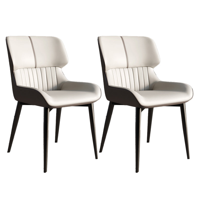 Faux Leather Modern Armless Chair Matte Finish Wingback Dining Chair White 2 Piece Set Clearhalo 'Dining Chairs' 'Dining Tables & Seating' 'dining_chair' 'furn' 'furn_dining_chair' 'Furniture' 'furniture_dining_chair' 'Kitchen & Dining Furniture' 5044153