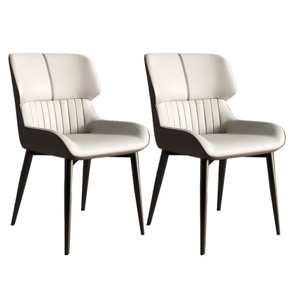 Faux Leather Modern Armless Chair Matte Finish Wingback Dining Chair White 2 Piece Set Clearhalo 'Dining Chairs' 'Dining Tables & Seating' 'dining_chair' 'furn' 'furn_dining_chair' 'Furniture' 'furniture_dining_chair' 'Kitchen & Dining Furniture' 5044153