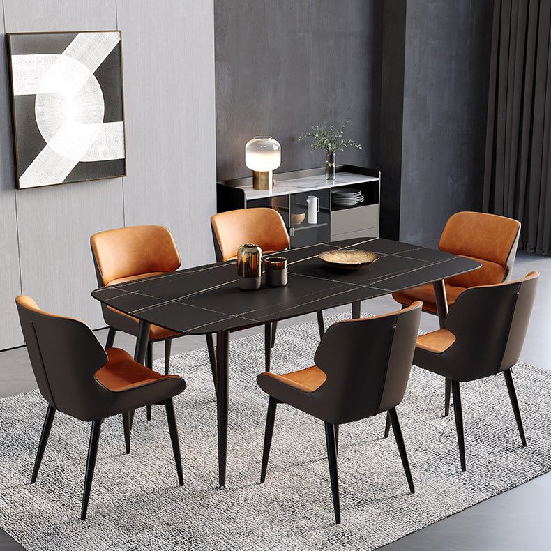 Faux Leather Modern Armless Chair Matte Finish Wingback Dining Chair Clearhalo 'Dining Chairs' 'Dining Tables & Seating' 'dining_chair' 'furn' 'furn_dining_chair' 'Furniture' 'furniture_dining_chair' 'Kitchen & Dining Furniture' 5044155