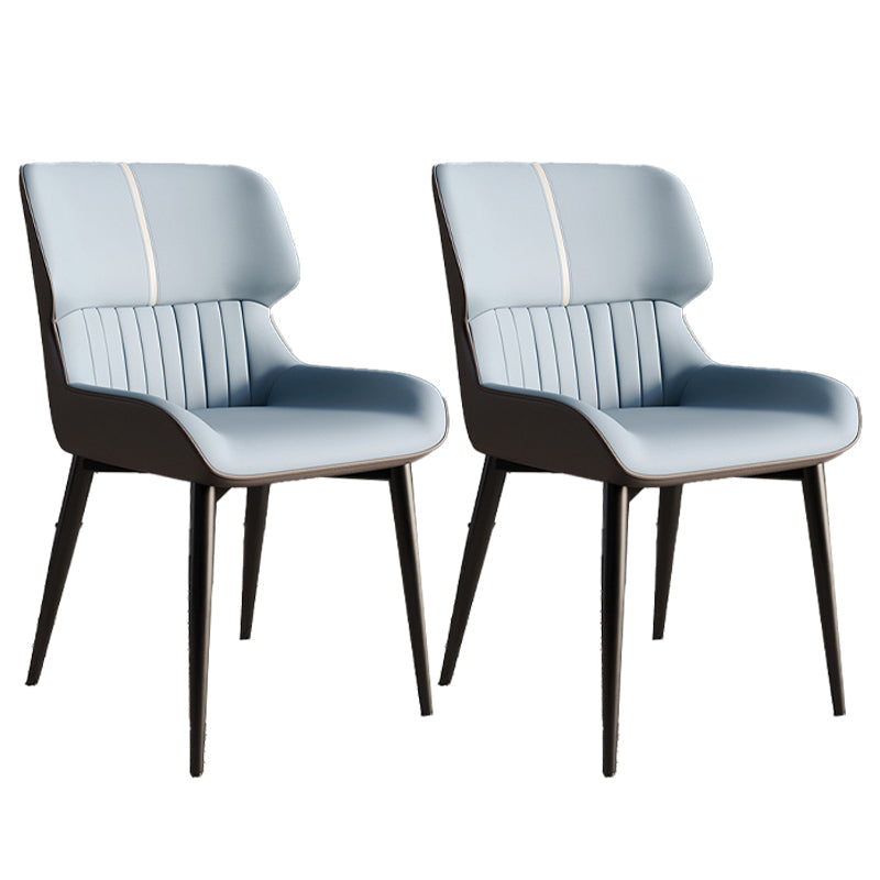 Faux Leather Modern Armless Chair Matte Finish Wingback Dining Chair Blue 2 Piece Set Clearhalo 'Dining Chairs' 'Dining Tables & Seating' 'dining_chair' 'furn' 'furn_dining_chair' 'Furniture' 'furniture_dining_chair' 'Kitchen & Dining Furniture' 5044156