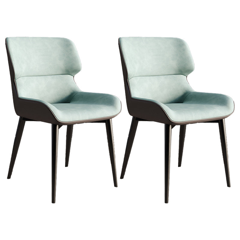 Faux Leather Modern Armless Chair Matte Finish Wingback Dining Chair Light Green 2 Piece Set Clearhalo 'Dining Chairs' 'Dining Tables & Seating' 'dining_chair' 'furn' 'furn_dining_chair' 'Furniture' 'furniture_dining_chair' 'Kitchen & Dining Furniture' 5044160
