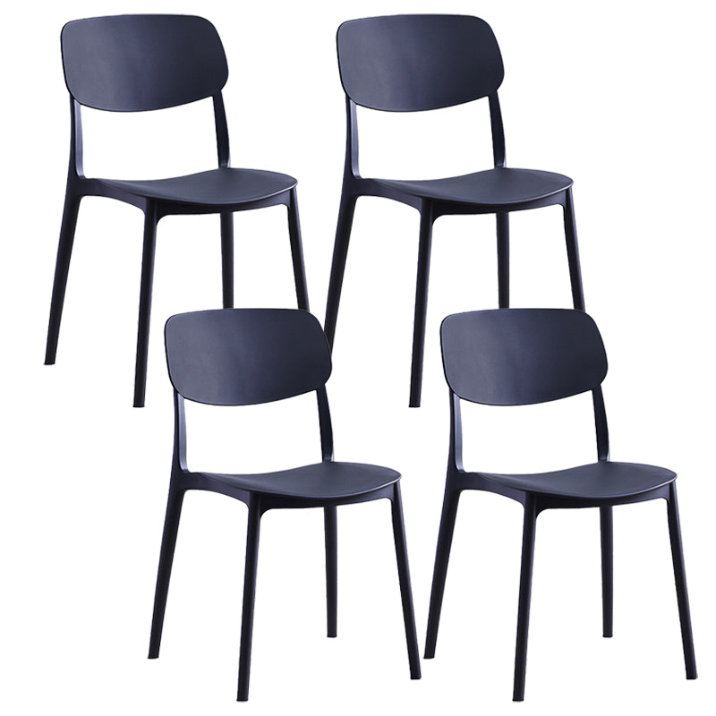 Plastic Contemporary Armless Chair Open Back Indoor-Outdoor Chair Black Plastic & Acrylic Set of 4 Clearhalo 'Dining Chairs' 'Dining Tables & Seating' 'dining_chair' 'Furniture' 'furniture_dining_chair' 'Kitchen & Dining Furniture' 5044167