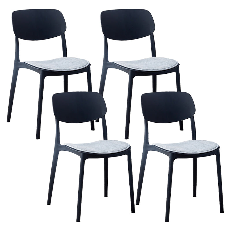 Plastic Contemporary Armless Chair Open Back Indoor-Outdoor Chair Black Upholstered Set of 4 Clearhalo 'Dining Chairs' 'Dining Tables & Seating' 'dining_chair' 'Furniture' 'furniture_dining_chair' 'Kitchen & Dining Furniture' 5044169