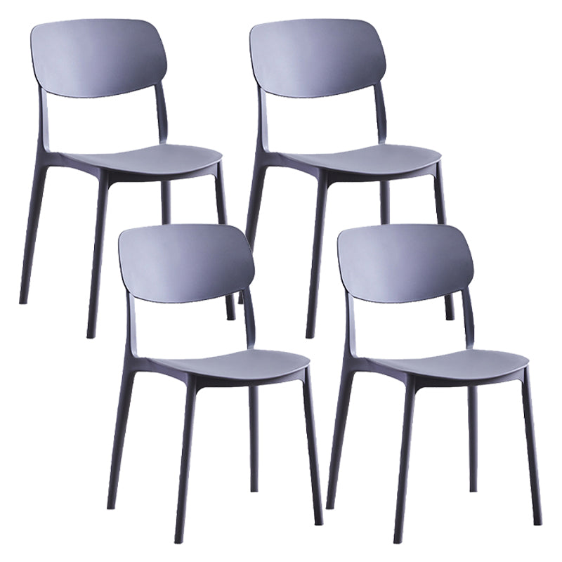 Plastic Contemporary Armless Chair Open Back Indoor-Outdoor Chair Dark Gray Plastic & Acrylic Set of 4 Clearhalo 'Dining Chairs' 'Dining Tables & Seating' 'dining_chair' 'Furniture' 'furniture_dining_chair' 'Kitchen & Dining Furniture' 5044170