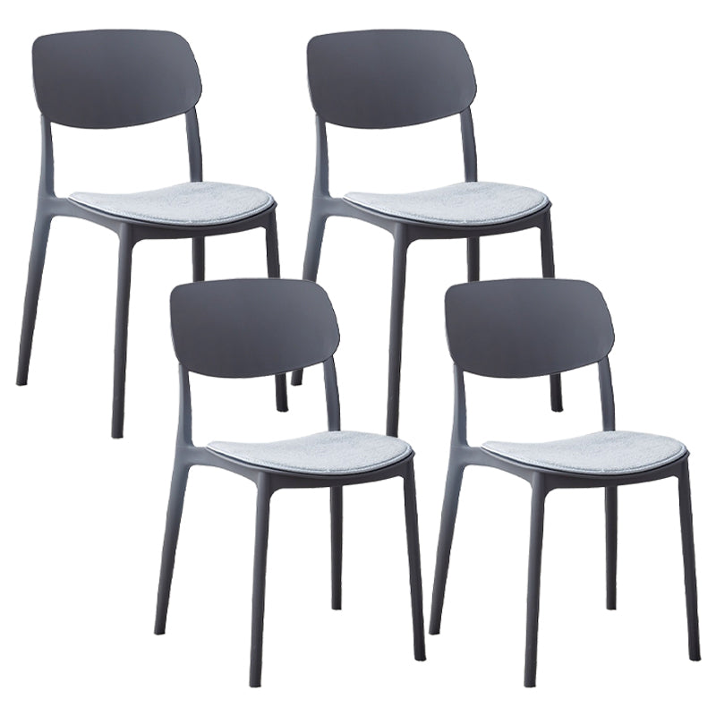 Plastic Contemporary Armless Chair Open Back Indoor-Outdoor Chair Dark Gray Upholstered Set of 4 Clearhalo 'Dining Chairs' 'Dining Tables & Seating' 'dining_chair' 'Furniture' 'furniture_dining_chair' 'Kitchen & Dining Furniture' 5044172