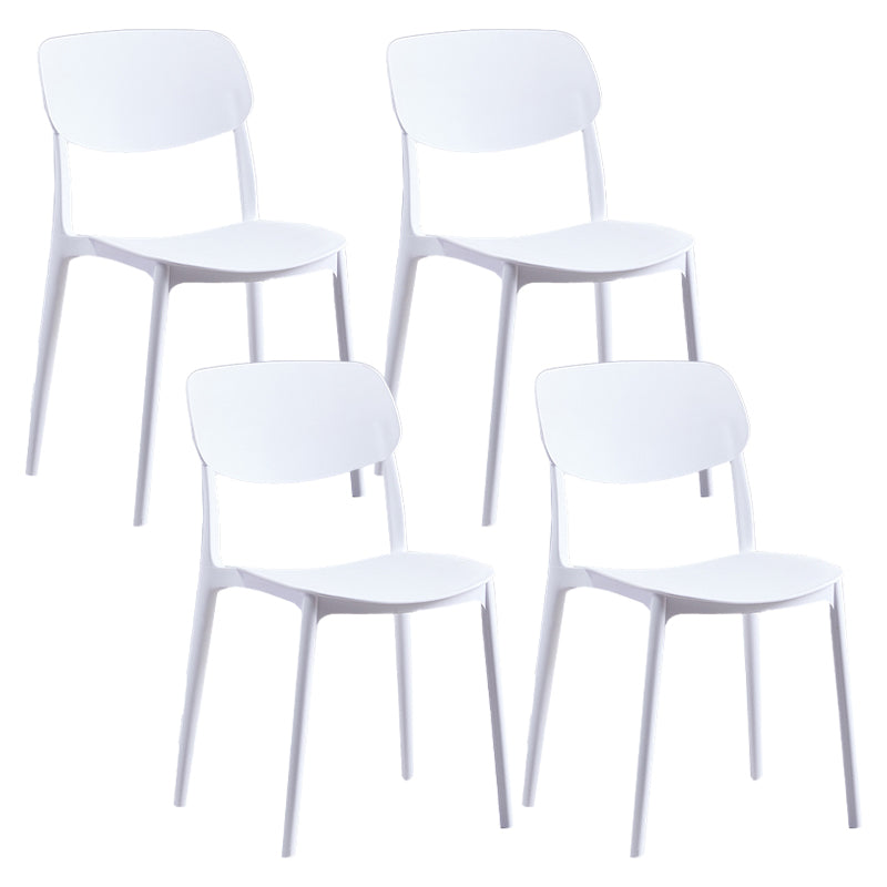Plastic Contemporary Armless Chair Open Back Indoor-Outdoor Chair White Plastic & Acrylic Set of 4 Clearhalo 'Dining Chairs' 'Dining Tables & Seating' 'dining_chair' 'Furniture' 'furniture_dining_chair' 'Kitchen & Dining Furniture' 5044174