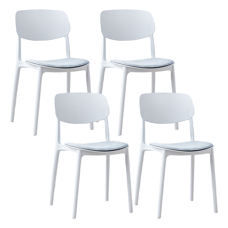 Plastic Contemporary Armless Chair Open Back Indoor-Outdoor Chair White Upholstered Set of 4 Clearhalo 'Dining Chairs' 'Dining Tables & Seating' 'dining_chair' 'Furniture' 'furniture_dining_chair' 'Kitchen & Dining Furniture' 5044176