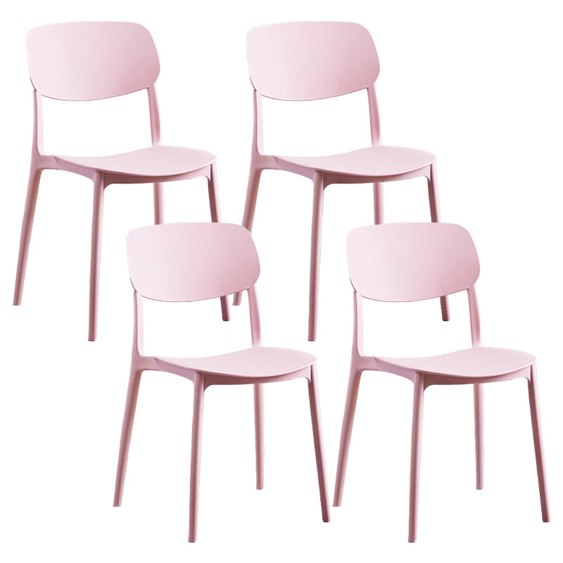 Plastic Contemporary Armless Chair Open Back Indoor-Outdoor Chair Pink Plastic & Acrylic Set of 4 Clearhalo 'Dining Chairs' 'Dining Tables & Seating' 'dining_chair' 'Furniture' 'furniture_dining_chair' 'Kitchen & Dining Furniture' 5044178