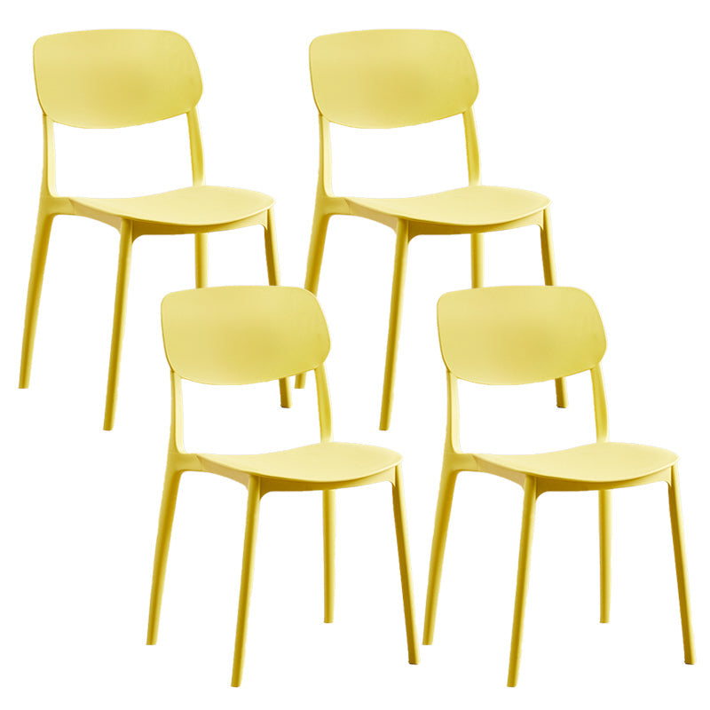Plastic Contemporary Armless Chair Open Back Indoor-Outdoor Chair Yellow Plastic & Acrylic Set of 4 Clearhalo 'Dining Chairs' 'Dining Tables & Seating' 'dining_chair' 'Furniture' 'furniture_dining_chair' 'Kitchen & Dining Furniture' 5044182
