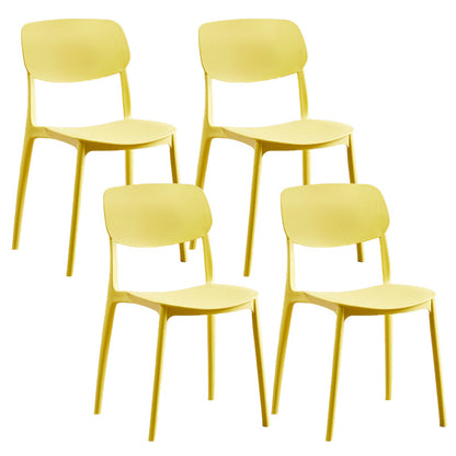 Plastic Contemporary Armless Chair Open Back Indoor-Outdoor Chair Yellow Plastic & Acrylic Set of 4 Clearhalo 'Dining Chairs' 'Dining Tables & Seating' 'dining_chair' 'Furniture' 'furniture_dining_chair' 'Kitchen & Dining Furniture' 5044182