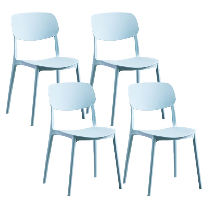 Plastic Contemporary Armless Chair Open Back Indoor-Outdoor Chair Light Blue Plastic & Acrylic Set of 4 Clearhalo 'Dining Chairs' 'Dining Tables & Seating' 'dining_chair' 'Furniture' 'furniture_dining_chair' 'Kitchen & Dining Furniture' 5044187