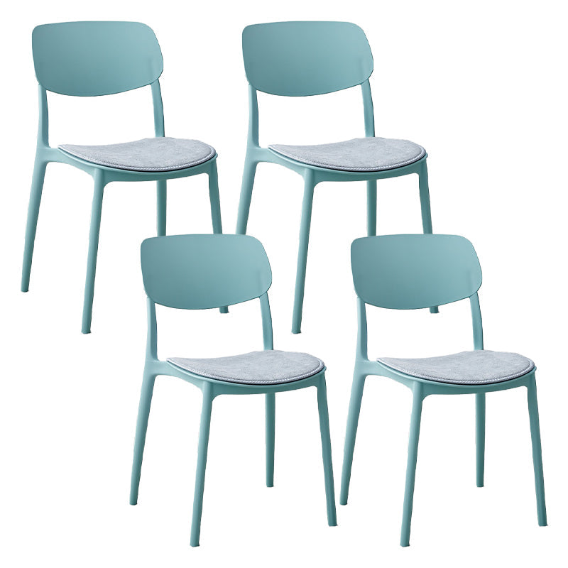 Plastic Contemporary Armless Chair Open Back Indoor-Outdoor Chair Light Blue Upholstered Set of 4 Clearhalo 'Dining Chairs' 'Dining Tables & Seating' 'dining_chair' 'Furniture' 'furniture_dining_chair' 'Kitchen & Dining Furniture' 5044189
