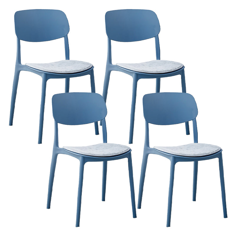 Plastic Contemporary Armless Chair Open Back Indoor-Outdoor Chair Peacock Blue Upholstered Set of 4 Clearhalo 'Dining Chairs' 'Dining Tables & Seating' 'dining_chair' 'Furniture' 'furniture_dining_chair' 'Kitchen & Dining Furniture' 5044192