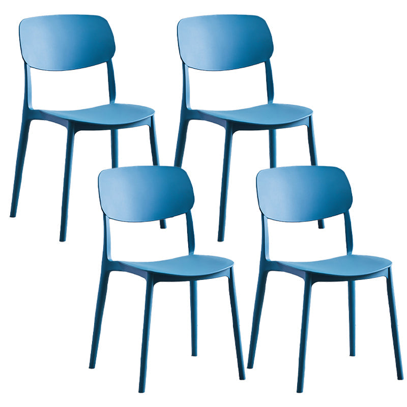 Plastic Contemporary Armless Chair Open Back Indoor-Outdoor Chair Royal Blue Plastic & Acrylic Set of 4 Clearhalo 'Dining Chairs' 'Dining Tables & Seating' 'dining_chair' 'Furniture' 'furniture_dining_chair' 'Kitchen & Dining Furniture' 5044195