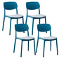 Plastic Contemporary Armless Chair Open Back Indoor-Outdoor Chair Royal Blue Upholstered Set of 4 Clearhalo 'Dining Chairs' 'Dining Tables & Seating' 'dining_chair' 'Furniture' 'furniture_dining_chair' 'Kitchen & Dining Furniture' 5044196