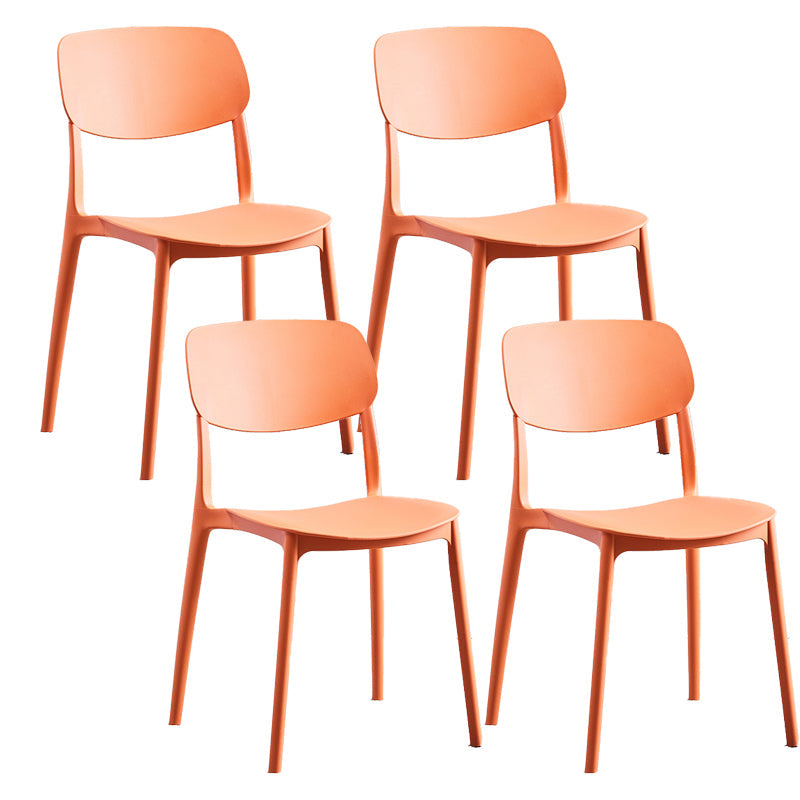 Plastic Contemporary Armless Chair Open Back Indoor-Outdoor Chair Orange Plastic & Acrylic Set of 4 Clearhalo 'Dining Chairs' 'Dining Tables & Seating' 'dining_chair' 'Furniture' 'furniture_dining_chair' 'Kitchen & Dining Furniture' 5044197