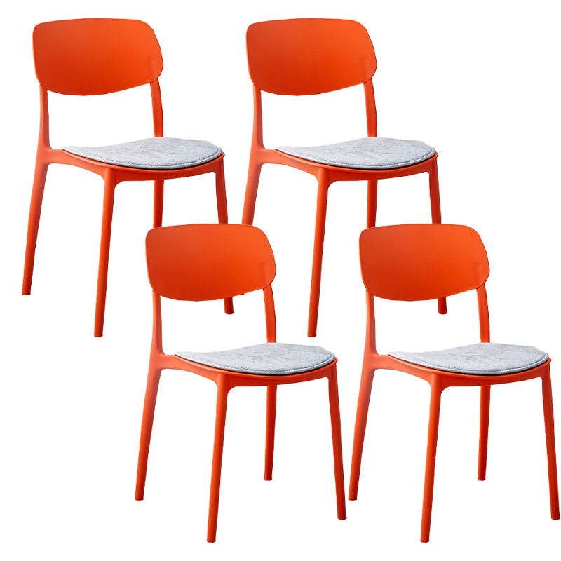 Plastic Contemporary Armless Chair Open Back Indoor-Outdoor Chair Orange Upholstered Set of 4 Clearhalo 'Dining Chairs' 'Dining Tables & Seating' 'dining_chair' 'Furniture' 'furniture_dining_chair' 'Kitchen & Dining Furniture' 5044198