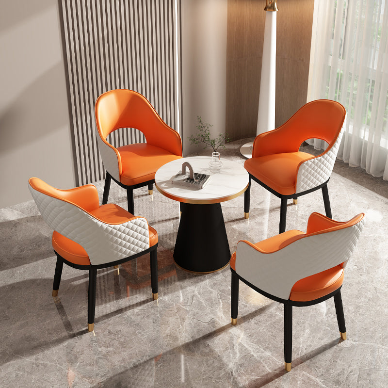 Modern Style Arm Chair Leather Open Back Indoor Dining Chair Clearhalo 'Dining Chairs' 'Dining Tables & Seating' 'dining_chair' 'furn' 'furn_dining_chair' 'Furniture' 'furniture_dining_chair' 'Kitchen & Dining Furniture' 5044200