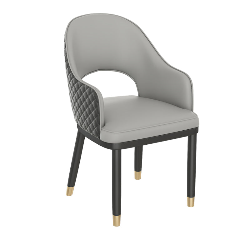 Modern Style Arm Chair Leather Open Back Indoor Dining Chair Grey 1 Piece Clearhalo 'Dining Chairs' 'Dining Tables & Seating' 'dining_chair' 'furn' 'furn_dining_chair' 'Furniture' 'furniture_dining_chair' 'Kitchen & Dining Furniture' 5044201