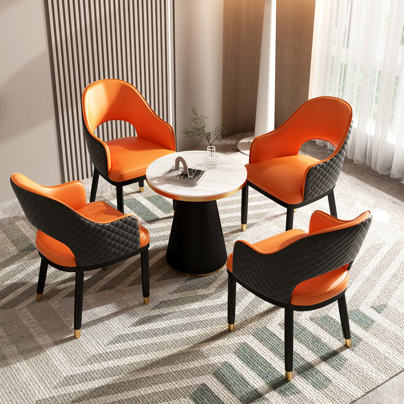 Modern Style Arm Chair Leather Open Back Indoor Dining Chair Clearhalo 'Dining Chairs' 'Dining Tables & Seating' 'dining_chair' 'furn' 'furn_dining_chair' 'Furniture' 'furniture_dining_chair' 'Kitchen & Dining Furniture' 5044204