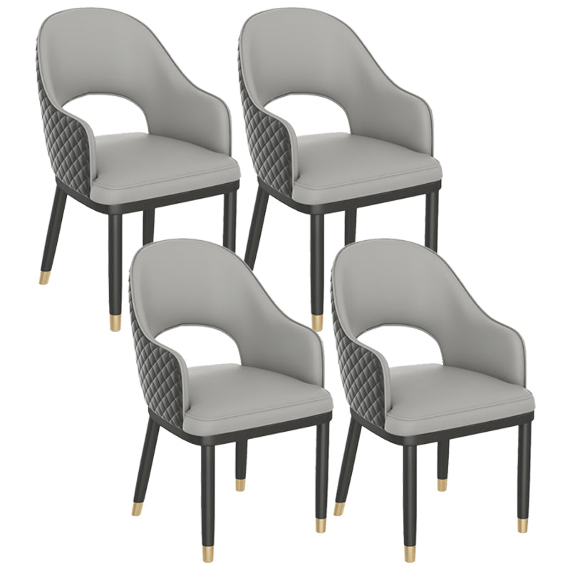 Modern Style Arm Chair Leather Open Back Indoor Dining Chair Grey 4 Piece Set Clearhalo 'Dining Chairs' 'Dining Tables & Seating' 'dining_chair' 'furn' 'furn_dining_chair' 'Furniture' 'furniture_dining_chair' 'Kitchen & Dining Furniture' 5044205